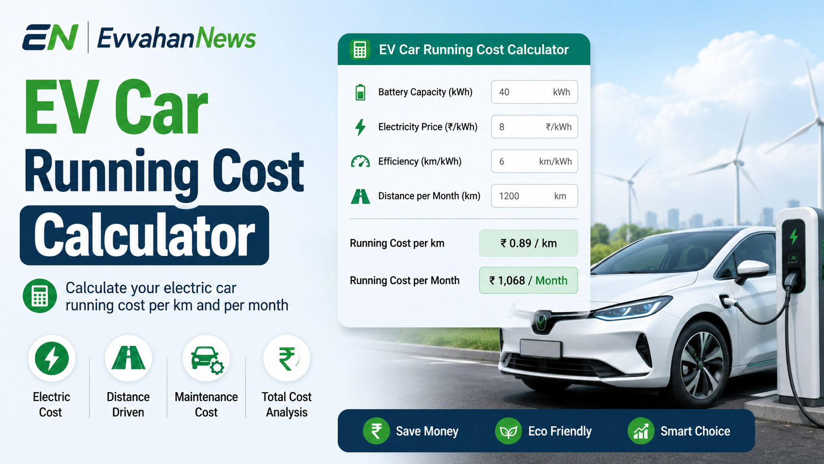 EV Car Running Cost Calculator – EV vs Petrol/Diesel गाड़ी का खर्च सेकंडों में तुलना करें