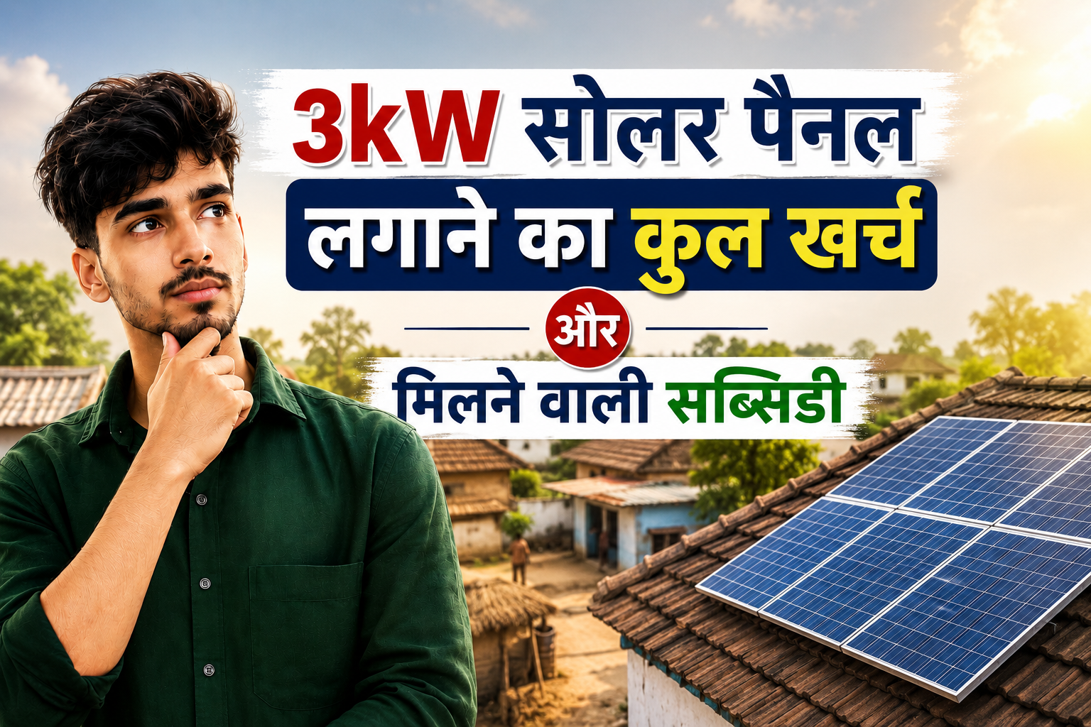 PM सूर्य घर मुफ्त बिजली योजना: 3kW सोलर पैनल लगाने का कुल खर्च और मिलने वाली सब्सिडी