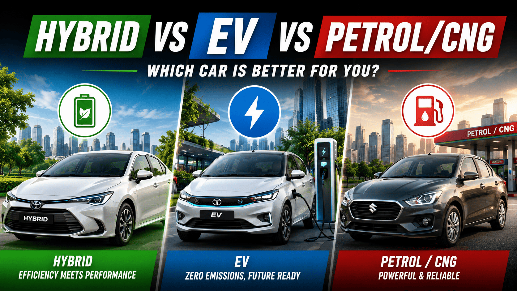 Hybrid vs EV vs Petrol Car : आपके बजट के लिए कौन सी गाड़ी है सबसे बेस्ट?