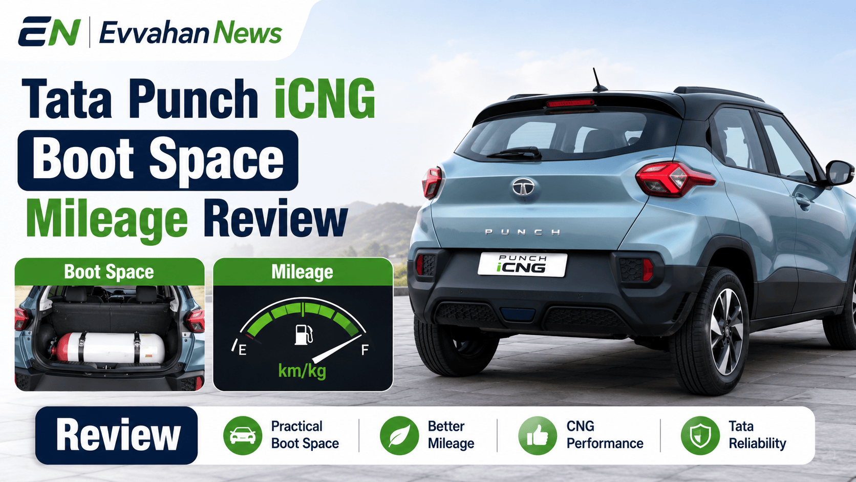 Tata Punch iCNG Real World Mileage and Boot Space Review in Hindi