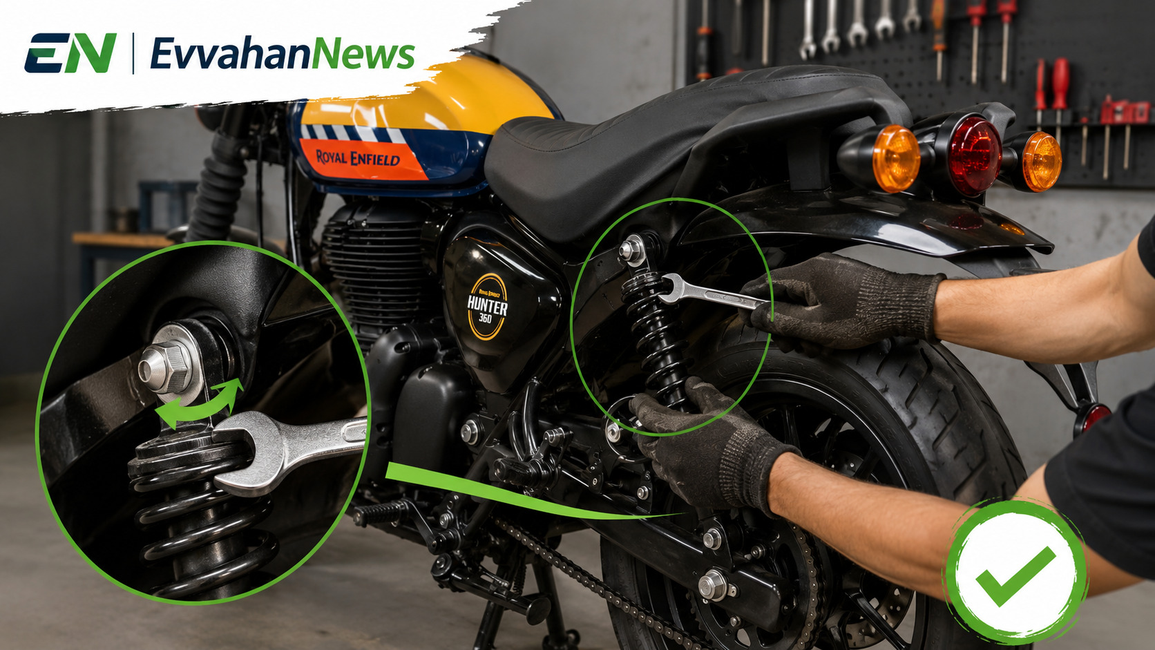 Royal Enfield Hunter 350 Stiff Suspension Adjustment in Hindi