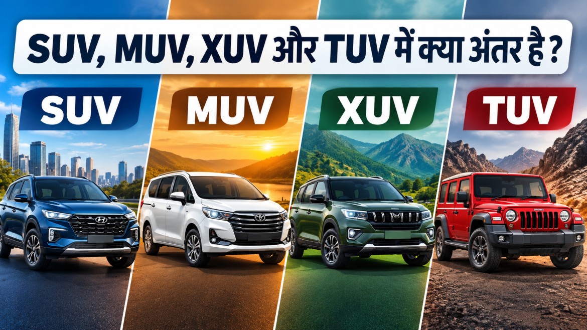 SUV, MUV, XUV और TUV में क्या अंतर है: जानें SUV Full Form और आपके लिए कौन सी कार है बेस्ट
